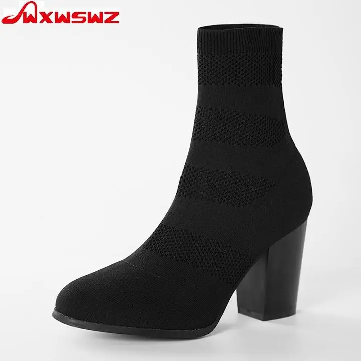 WXWSWZ Women's Boots Round Toe Yarn Elastic Ankle Boots Thick Heel High Heels Shoes Woman Female Socks Boots European size 36-41
WXWSWZ Women's Boots Round Toe Yarn Elastic Ankle Boots Thick Heel High Heels Shoes Woman Female Socks Boots European size 36-41