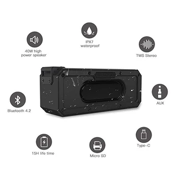 40W Bluetooth Speaker IP7X Waterproof Portable Column Speakr Super Bass Subwoofer Soundbar Support FM Radio Type-C USB Computer
40W Bluetooth Speaker IP7X Waterproof Portable Column Speakr Super Bass Subwoofer Soundbar Support FM Radio Type-C USB Computer
