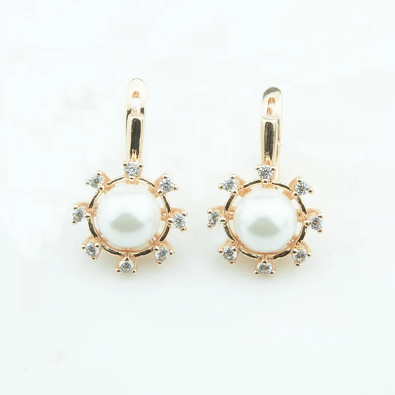 FJ Women 585 Gold Color Simulated Pearl Earrings White Cubic Zircon Round Drop Long Earrings Party Jewelry
FJ Women 585 Gold Color Simulated Pearl Earrings White Cubic Zircon Round Drop Long Earrings Party Jewelry
