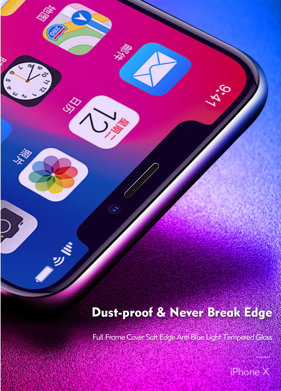 3D Curved Edge Anti Blue Light Glass For iPhone X Screen Protector Exhaust Automatically & & Without Bubbles For iPhone X Glass (1)
