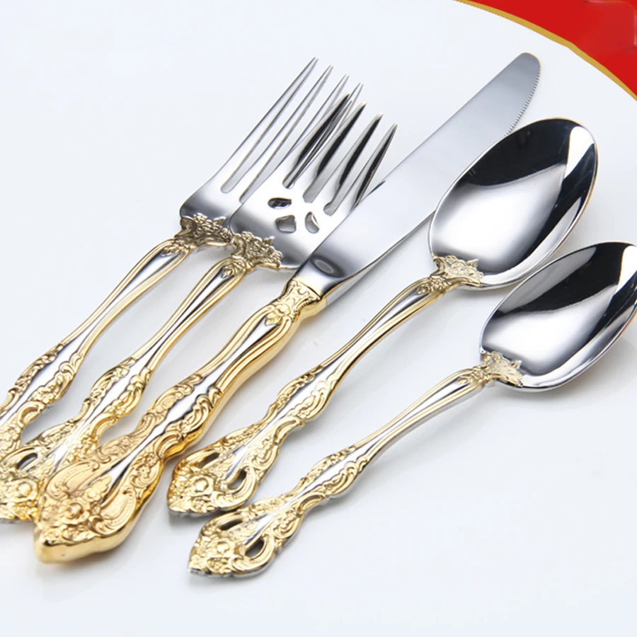 Stainless Steel Flatware Western Tableware Retro Pattern Cutlery 6 Piece Set Spoons Knifes Forks Set Kitchen Home WZN018
Stainless Steel Flatware Western Tableware Retro Pattern Cutlery 6 Piece Set Spoons Knifes Forks Set Kitchen Home WZN018