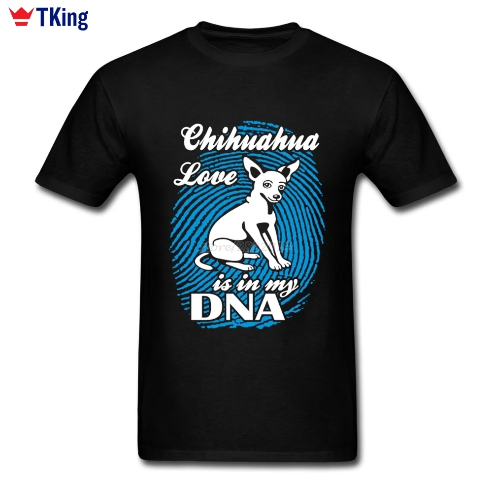 Image Chihuahua Love Is In My DNA T shirt Men Short Sleeve New Style Fashion Undertale 3XL Cotton Dog Lover Fingerprint Men Shirt