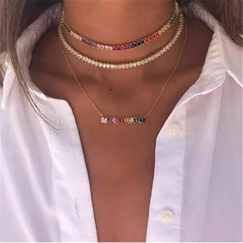 2019 Handmade rainbow baguetee cz bar geometric Pendant & Necklaces colorful rainbow Gold filled women fashion choker gifts
2019 Handmade rainbow baguetee cz bar geometric Pendant & Necklaces colorful rainbow Gold filled women fashion choker gifts
