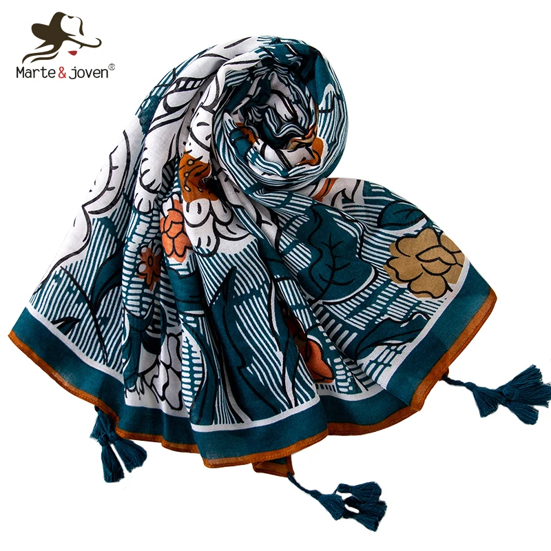 Marte&Joven Big Floral Print Green Striped Scarf for Women Oversize Autumn Winter Warm Pashmina Elegant Thicken Female Shawls
Marte&Joven Big Floral Print Green Striped Scarf for Women Oversize Autumn Winter Warm Pashmina Elegant Thicken Female Shawls