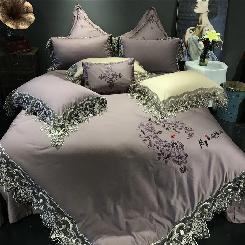 4/6/7Pcs Egypt Cotton Satin My goddess luxury Lace Bedding Set Embroidery Duvet cover set Bed Sheet Pillowcases Queen King size
4/6/7Pcs Egypt Cotton Satin My goddess luxury Lace Bedding Set Embroidery Duvet cover set Bed Sheet Pillowcases Queen King size