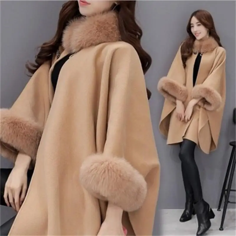 Winter new Korean version of the imitation fox fur collar long woolen coat temperament cloak shawl jacket female fashion Women
Winter new Korean version of the imitation fox fur collar long woolen coat temperament cloak shawl jacket female fashion Women