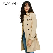 JAZZEVAR 2019 Herbst Neue High Fashion Marke Frau Klassische Zweireiher Trenchcoat Wasserdichte Regenmantel Business Oberbekleidung(China)