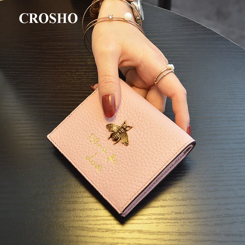 CROSHO New European and American Big Brand Leather Short Style Small Purse Female Two Fold Cowhide Printing Bee Card Bag Change
CROSHO New European and American Big Brand Leather Short Style Small Purse Female Two Fold Cowhide Printing Bee Card Bag Change