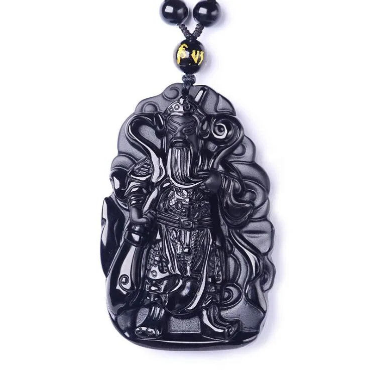 Beautiful Chinese Handwork Natural Black Obsidian Carved Unique GuanGong Amulet Lucky Pendant + Beads necklace Fashion Jewelry
Beautiful Chinese Handwork Natural Black Obsidian Carved Unique GuanGong Amulet Lucky Pendant + Beads necklace Fashion Jewelry