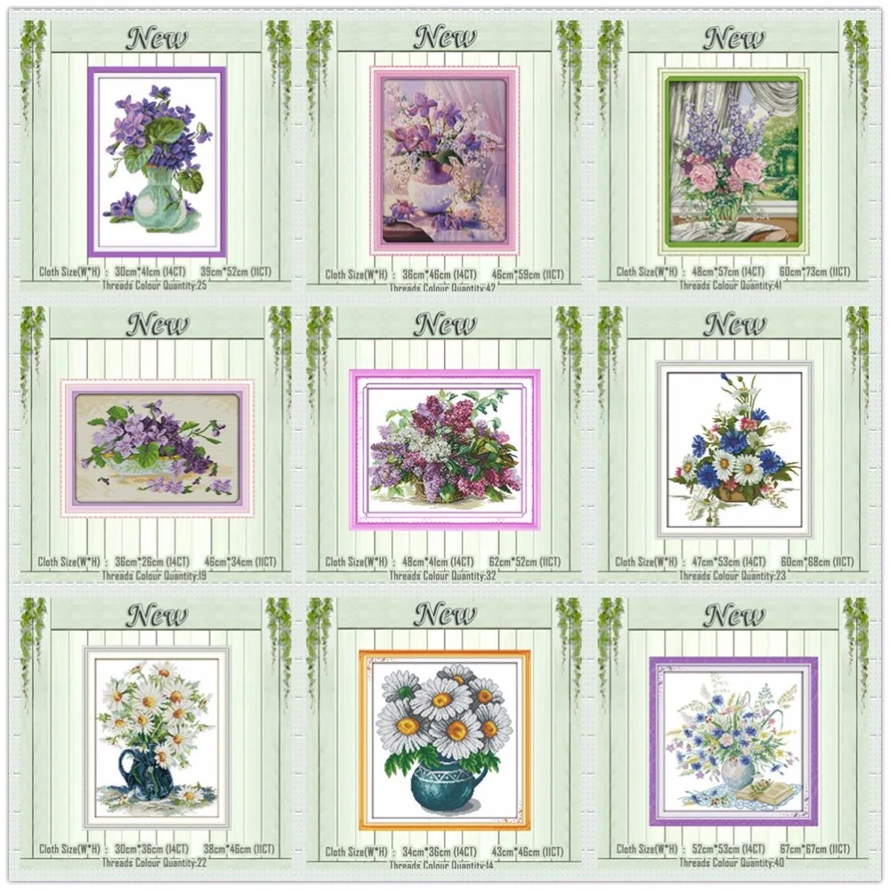 Beautiful vase orchid Daisy Lilac flower counted printed on the canvas DMC 11CT 14CT kits Cross Stitch embroidery needlework Set
Beautiful vase orchid Daisy Lilac flower counted printed on the canvas DMC 11CT 14CT kits Cross Stitch embroidery needlework Set
