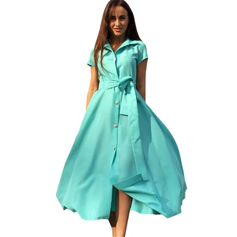Long Maxi Chiffon Dresses For Women 2018 Summer Vintage Shirt Dress Turn Down Collar Ladies Elegant Party Dress Robes Femme
Long Maxi Chiffon Dresses For Women 2018 Summer Vintage Shirt Dress Turn Down Collar Ladies Elegant Party Dress Robes Femme