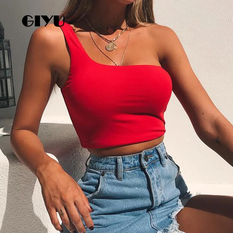 GIYU Summer One-shoulder Camis Sleeveless Solid Crooped Women Sexy Basic Short Strap Tops Female Skinny crop top debardeur femme
GIYU Summer One-shoulder Camis Sleeveless Solid Crooped Women Sexy Basic Short Strap Tops Female Skinny crop top debardeur femme