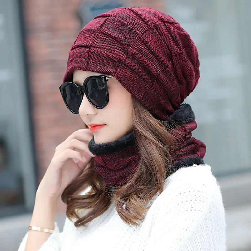 Women Winter Fleece Beanie Hat Knitted Skullies Cap Solid Female Fashion Warm Hat and Scarf Set
Women Winter Fleece Beanie Hat Knitted Skullies Cap Solid Female Fashion Warm Hat and Scarf Set