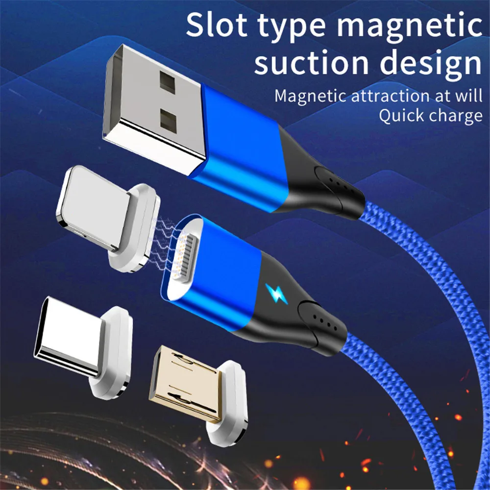 

Magnetic Fast Charging Cable Micro USB Type C For iPhone Lightning Cable 1M 3A Phone USB Data Wire LED For Samsung Huawei Xiaomi