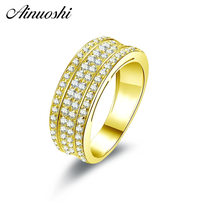 AINUOSHI 10K Solid Yellow Gold Wedding Band Rows Drill Concave Round Cluster Bague Anillos Engagement Jewelry for Female Male
AINUOSHI 10K Solid Yellow Gold Wedding Band Rows Drill Concave Round Cluster Bague Anillos Engagement Jewelry for Female Male
