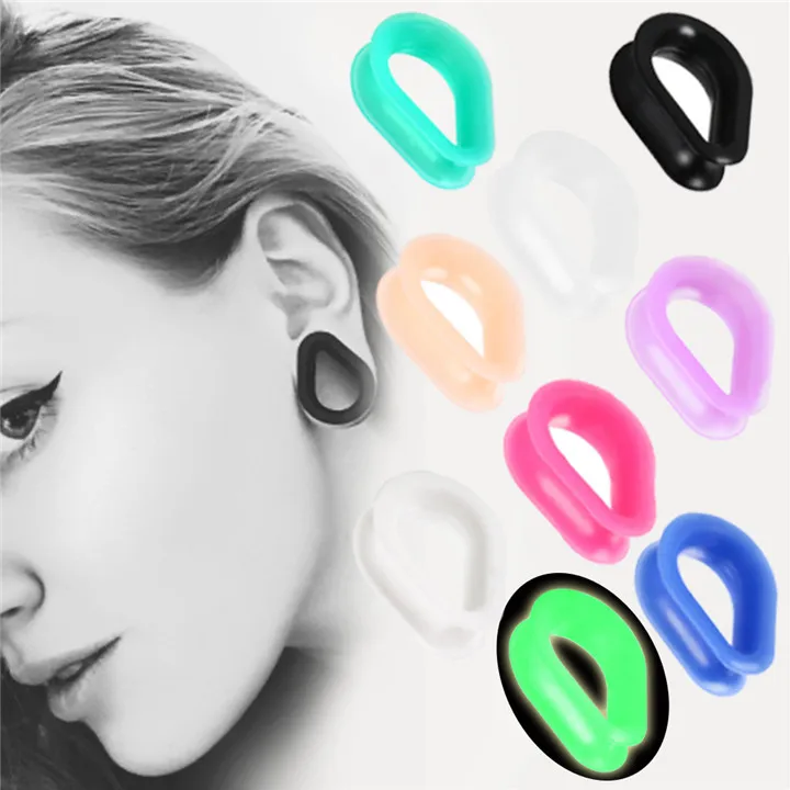 1 12pairs Silicone Piercing Ear Plugs And Tunnels Mixed Color Flexible Ear Expanders Earrings Piercing Women Fashion Body Jewelry