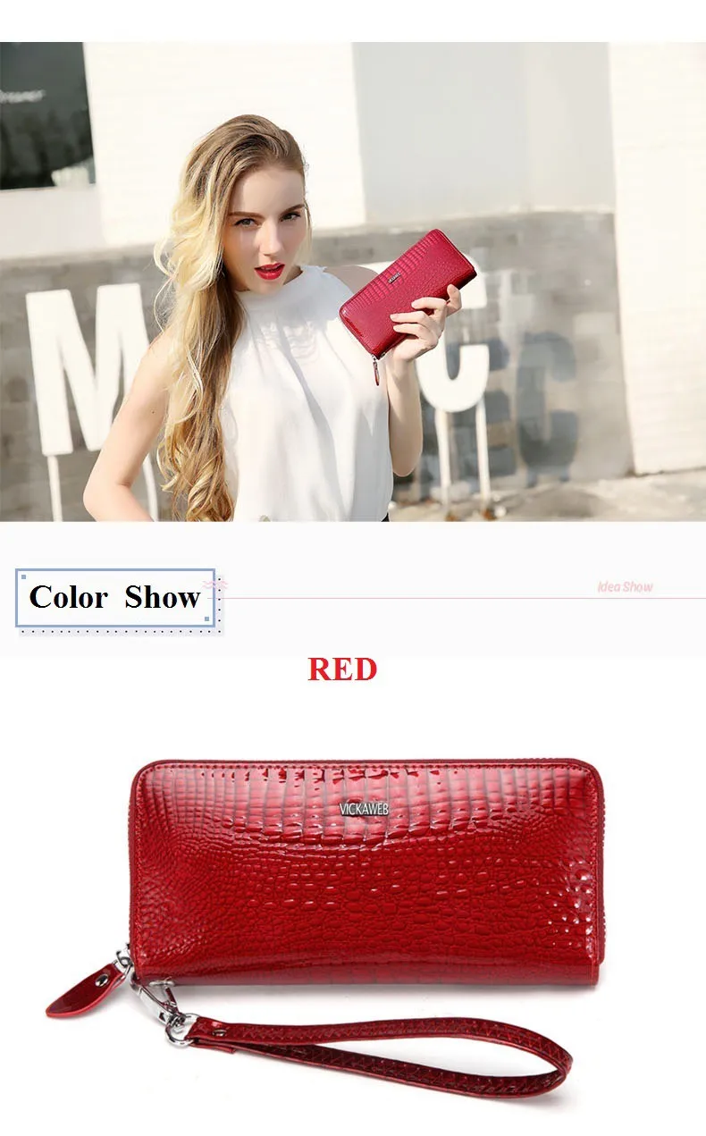 VICKAWEB Wristlet Wallet Purse Genuine Leather Wallet Female Long Zipper Women Wallets Card Holder Clutch Ladies Wallets 2017-20170908_011745_011