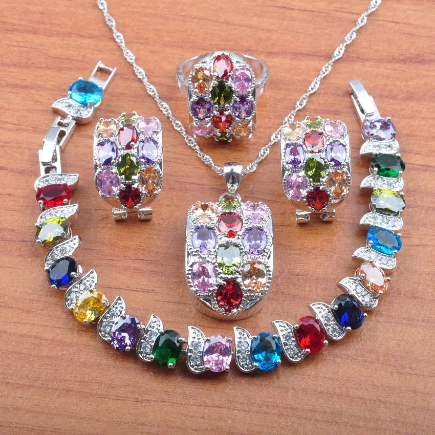 Amazing Women Wedding Costume 925 Sterling Silver Colorful Zircon Jewelry Sets Clip Earrings/Necklace/Bracelet/Ring Sets JS0522
Amazing Women Wedding Costume 925 Sterling Silver Colorful Zircon Jewelry Sets Clip Earrings/Necklace/Bracelet/Ring Sets JS0522
