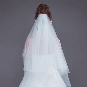 White Bridal Veils Cut Edge Two Layer Puffy Tulle Bridal Veil Fingertip Length Tulle Wedding Veil With Comb Marriage Jewelry
White Bridal Veils Cut Edge Two Layer Puffy Tulle Bridal Veil Fingertip Length Tulle Wedding Veil With Comb Marriage Jewelry