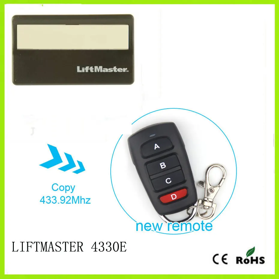 LIFTMASTER CHAMBERLAIN MOTORLIFT 4330E Replacement Compatible remote control transmitte
LIFTMASTER CHAMBERLAIN MOTORLIFT 4330E Replacement Compatible remote control transmitte
