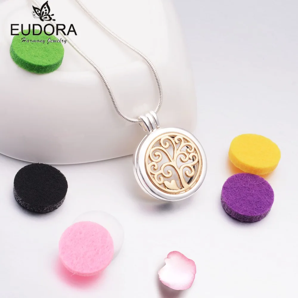 Eudora Stainless Steel Essential Gold Life Tree Oil Diffuser Pendant Perfume Necklace Aromatherapy Floating Locket with Felts
Eudora Stainless Steel Essential Gold Life Tree Oil Diffuser Pendant Perfume Necklace Aromatherapy Floating Locket with Felts
