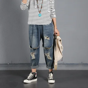 Women's Hole Ripped Black Jeans Women Loose Ankle-length Harem Pants Trousers Boyfriend Style Womens Casual Denim Jeans
Women's Hole Ripped Black Jeans Women Loose Ankle-length Harem Pants Trousers Boyfriend Style Womens Casual Denim Jeans