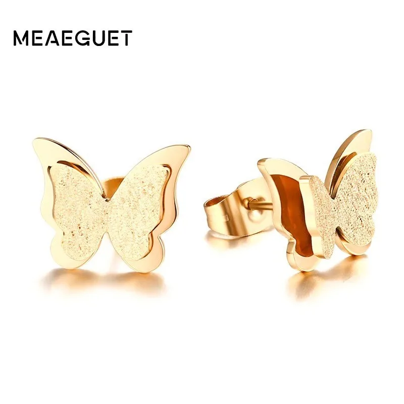 CZ Butterfly Earrings Stud For Women Gold And Rose Gold Color Stainless Steel Charm Fashion Femme Frosted Ear Studs Earing
CZ Butterfly Earrings Stud For Women Gold And Rose Gold Color Stainless Steel Charm Fashion Femme Frosted Ear Studs Earing