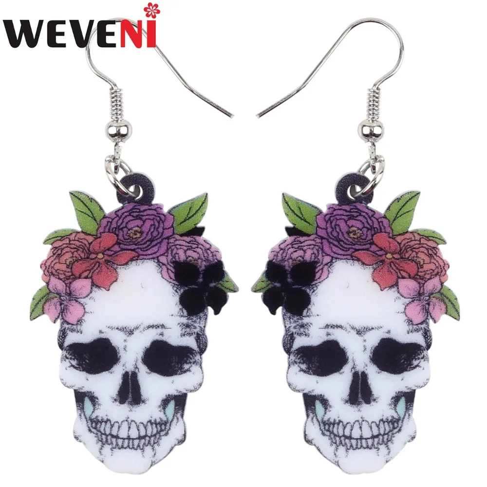 WEVENI Acrylic Halloween Smile Flower Skull Earrings Dangle Drop Big Long Novelty Punk Jewelry For Women Girls Ladies Teen Party
WEVENI Acrylic Halloween Smile Flower Skull Earrings Dangle Drop Big Long Novelty Punk Jewelry For Women Girls Ladies Teen Party