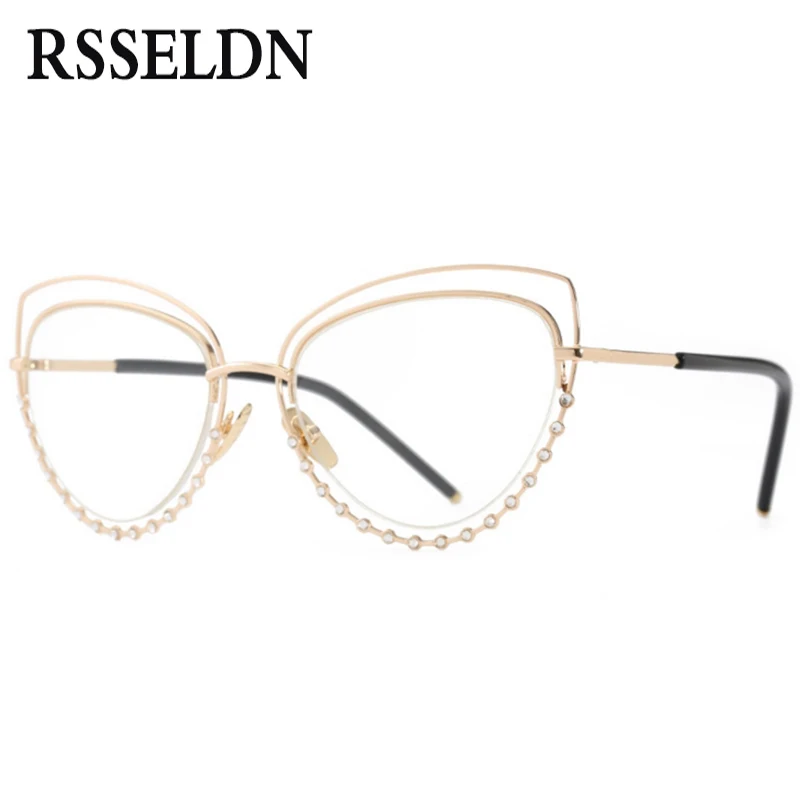 RSSELDN Gold Rhinestone Cat Eye Glasses Frames For Women Clear Lens High Quality Brand Eyeglasses Frame Women
RSSELDN Gold Rhinestone Cat Eye Glasses Frames For Women Clear Lens High Quality Brand Eyeglasses Frame Women