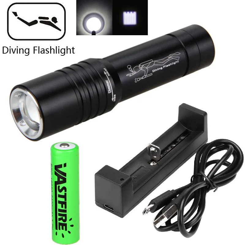 Diving flashlight LED XM-L T6 Underwater Flashlights Waterproof Portable Lantern Lights dive light Lamp Torch for 18650 battery
Diving flashlight LED XM-L T6 Underwater Flashlights Waterproof Portable Lantern Lights dive light Lamp Torch for 18650 battery
