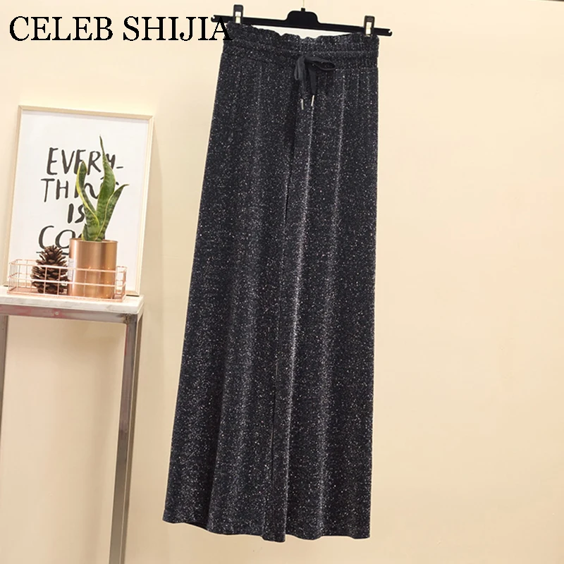 Plus size womans pant bling Silver elastic waist korean summer autumn loose ankle-length pants for female black trousers
Plus size womans pant bling Silver elastic waist korean summer autumn loose ankle-length pants for female black trousers