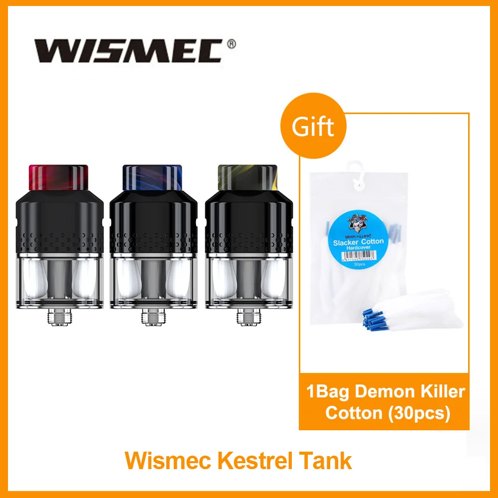 

Gift Cotton Original Wismec Kestrel Tank With Mesh Heater Atomizer 4ml Capacity Fit Wismec LUXOTIC SURFACE Box Mod E-Cigarette