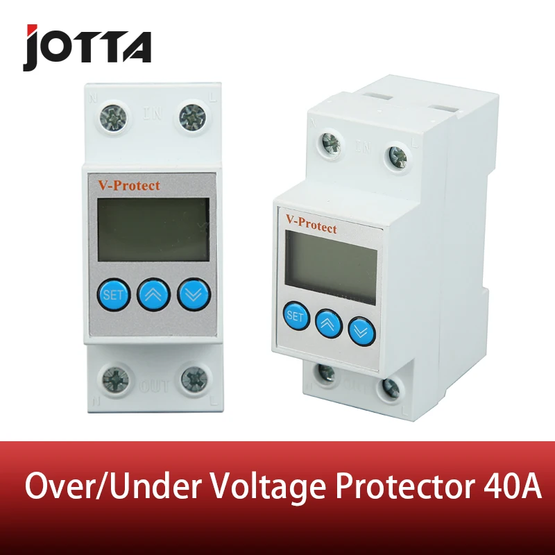 40A 230V Din rail adjustable over voltage and under voltage protective device protector relay
40A 230V Din rail adjustable over voltage and under voltage protective device protector relay