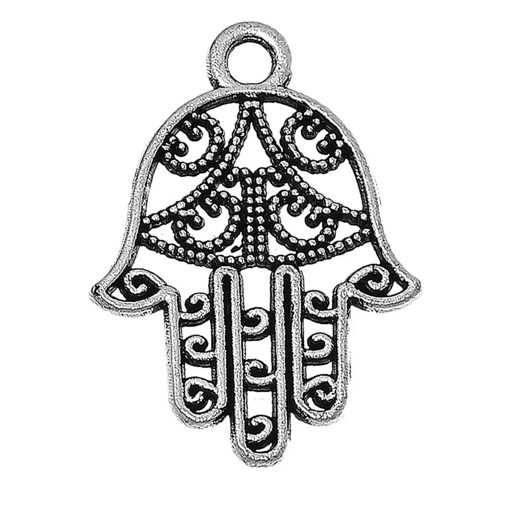 Doreen Box Charm Pendants Hamsa Symbol Hand Antique Silver Hollow 21mm(7/8")x 15mm(5/8"),100 PCs 2015 new
Doreen Box Charm Pendants Hamsa Symbol Hand Antique Silver Hollow 21mm(7/8")x 15mm(5/8"),100 PCs 2015 new