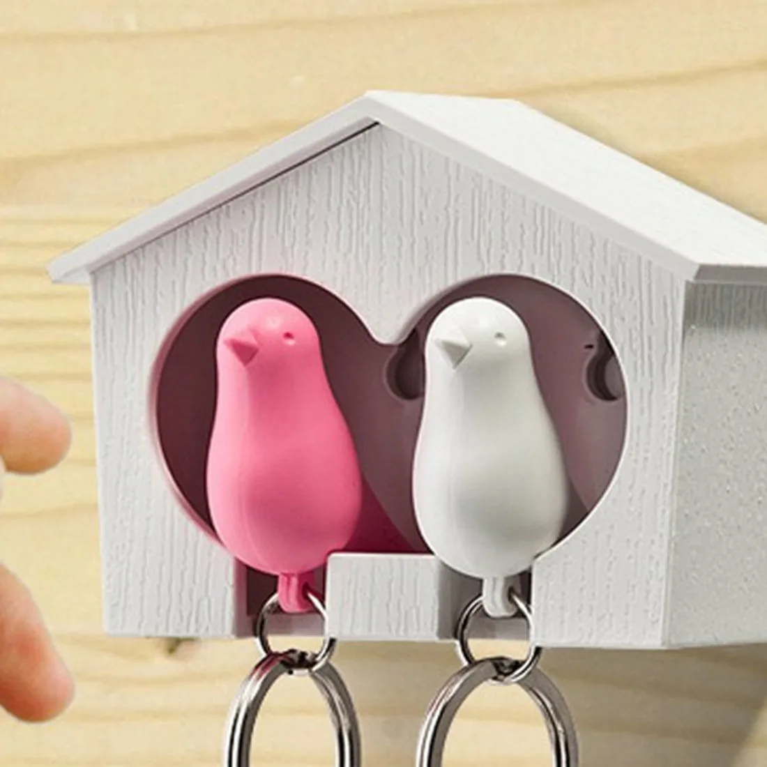 Hot Sale Couple Pair Sparrow Bird House Nest Whistle Keychain Rack Ring Keyholder Hanger Shelf- White/Black House(Bird Random)
Hot Sale Couple Pair Sparrow Bird House Nest Whistle Keychain Rack Ring Keyholder Hanger Shelf- White/Black House(Bird Random)