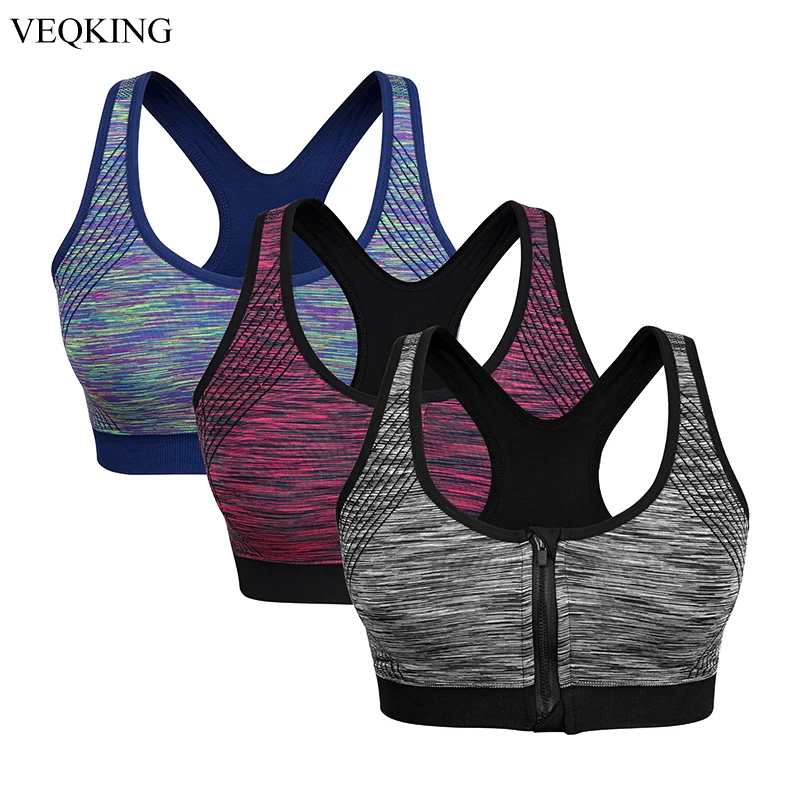 VEQKING Dyed Zipper Sports Bra, Women Push Up Padded Wirefree Shockproof Gym Fitness Athletic Running Yoga Sports Tops 3 Colors
VEQKING Dyed Zipper Sports Bra, Women Push Up Padded Wirefree Shockproof Gym Fitness Athletic Running Yoga Sports Tops 3 Colors
