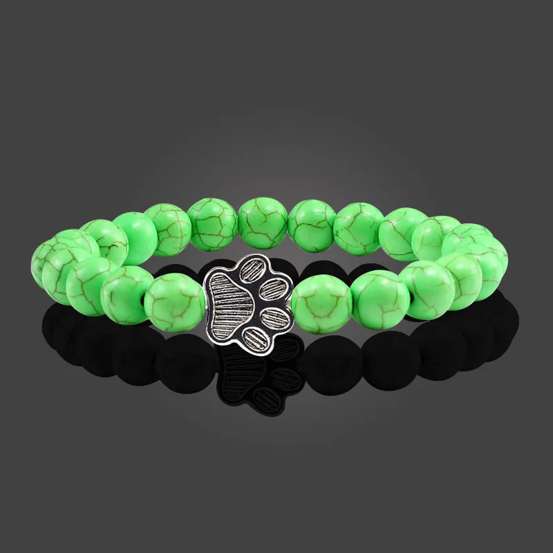 Accessory - Natural Black Volcanic Lava Stone Dog Paw Bracelet black Matte Beads Bracelets For Women Men Cat Dog Lovers Jewelry
