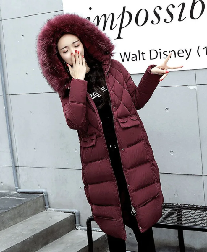 New Parkas real fur 2017 winter jacket women long down jacket Female Women Winter Coat fur collar+48