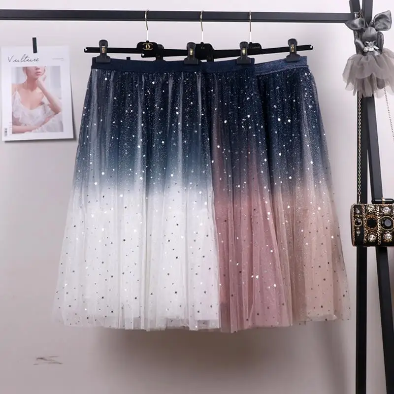 ELEXS Autumn Tulle Skirts Gradient Womens Winter Tulle Skirt Elastic High Waist Pleated Midi Skirt E3247
ELEXS Autumn Tulle Skirts Gradient Womens Winter Tulle Skirt Elastic High Waist Pleated Midi Skirt E3247