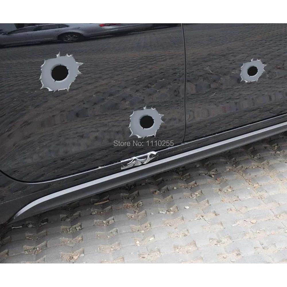 Фото Aliauto 6 x Смешные Имитационные пулевые отверстия наклейки для автомобиля