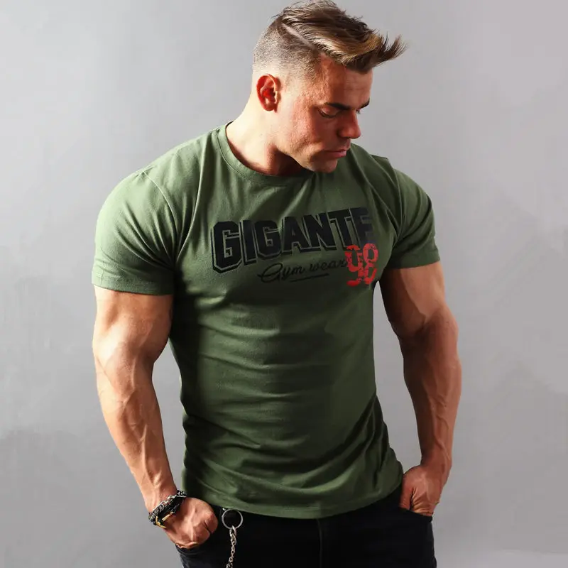 Men Short sleeve Print T-shirt Gyms Fitness Slim Cotton t shirt 2018 Summer New Male Casual Fashion Army Green Tee Tops Clothing
Men Short sleeve Print T-shirt Gyms Fitness Slim Cotton t shirt 2018 Summer New Male Casual Fashion Army Green Tee Tops Clothing