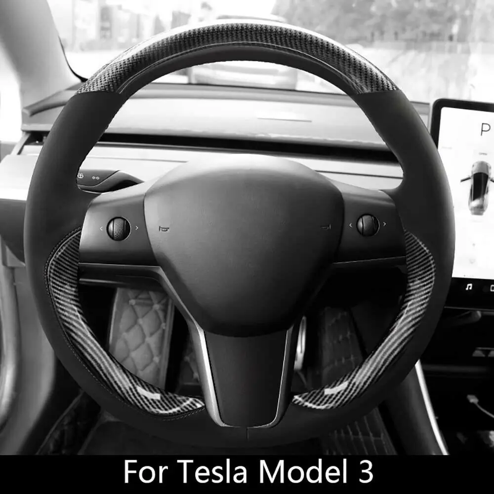 Alcantara+Carbon Fiber Leather Steering Wheel Stitch Wrap Cover For Tesla Model 3 2017-19
Alcantara+Carbon Fiber Leather Steering Wheel Stitch Wrap Cover For Tesla Model 3 2017-19