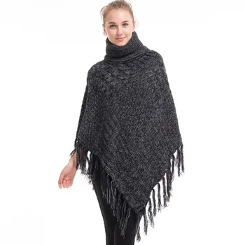 Women Warm Poncho And Cape Female Turtleneck Knitted Cloak with Tassel Pullover Tops Twisted Cloak Coat Winter Thick Cape Coat
Women Warm Poncho And Cape Female Turtleneck Knitted Cloak with Tassel Pullover Tops Twisted Cloak Coat Winter Thick Cape Coat