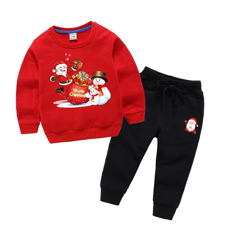 

Santa Claus Spring Autumn Children Clothing Boys Girl Clothes 2pcs Kids Clothes snowman Tracksuit Suit Baby Clothing Sets 1-8Y