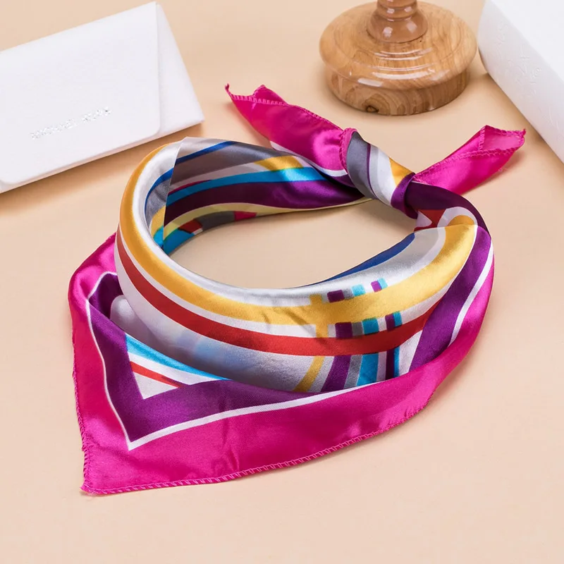 Silk Scarf Women 50*50 Small Soft Squares Decorative Multifunctional Head Scarf Multicolor Stripe Print Kerchief Neck Shawl Wrap
Silk Scarf Women 50*50 Small Soft Squares Decorative Multifunctional Head Scarf Multicolor Stripe Print Kerchief Neck Shawl Wrap