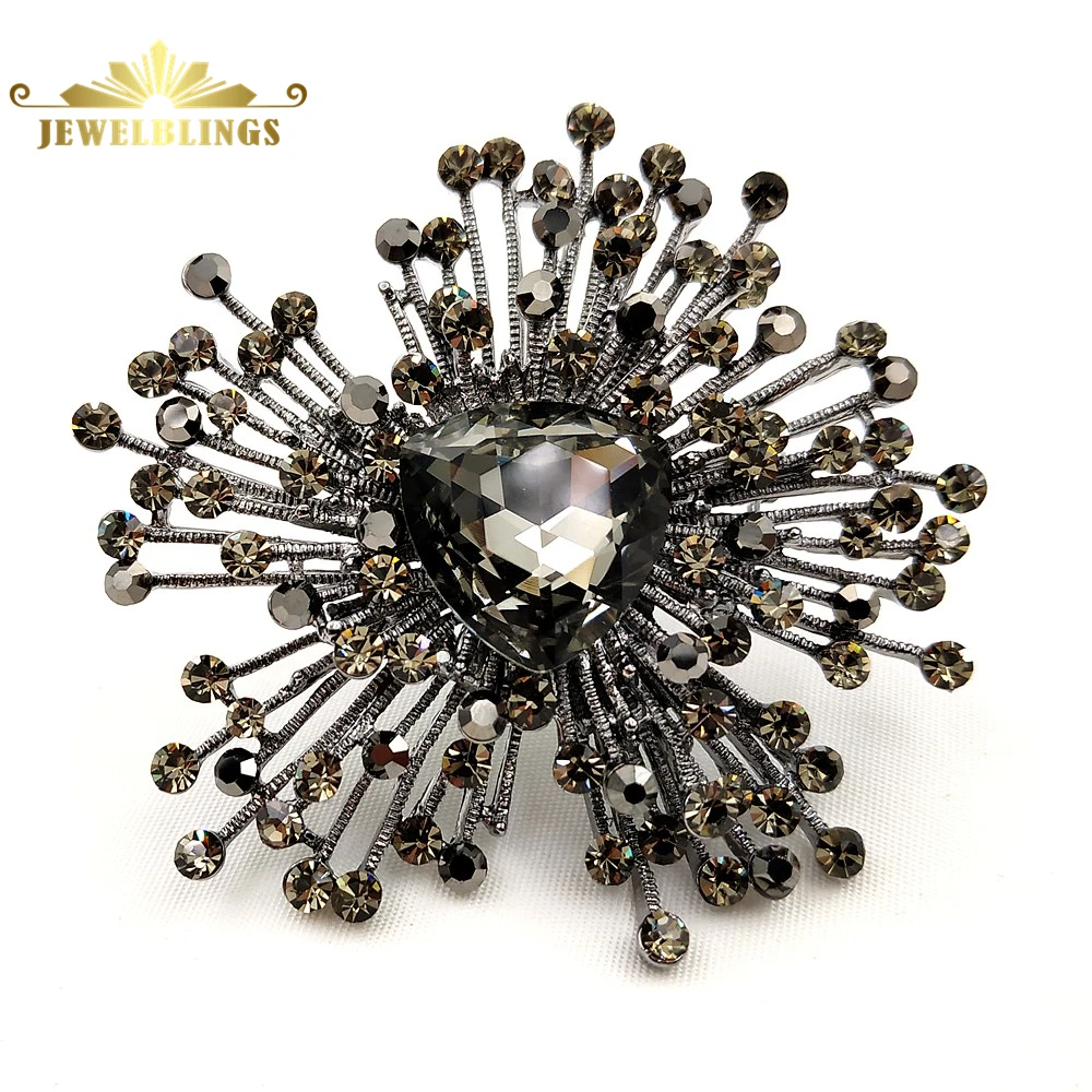 Designer Antique Facted Cut Gray Heart Rhinestone Domed Bust Flower Brooch Silver Tone Sprout Stones Centered Cluster Floral Pin
Designer Antique Facted Cut Gray Heart Rhinestone Domed Bust Flower Brooch Silver Tone Sprout Stones Centered Cluster Floral Pin