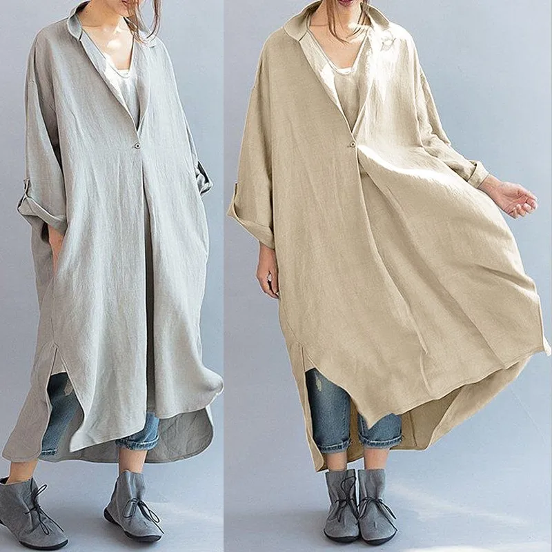 Women Vintage Shirt Dress Oversized Celmia 2019 Spring Casual Lapel Button Long Sleeve Dress Split Baggy Vestido de Festa Kaftan
Women Vintage Shirt Dress Oversized Celmia 2019 Spring Casual Lapel Button Long Sleeve Dress Split Baggy Vestido de Festa Kaftan