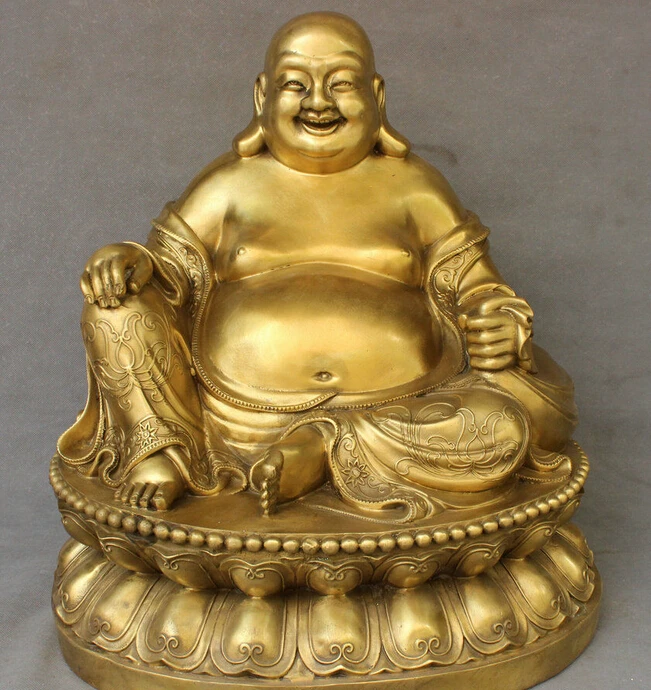 18" Folk Chinese Pure Brass Copper Buddhism Happy Laugh Maitreya Buddha Statue
18" Folk Chinese Pure Brass Copper Buddhism Happy Laugh Maitreya Buddha Statue