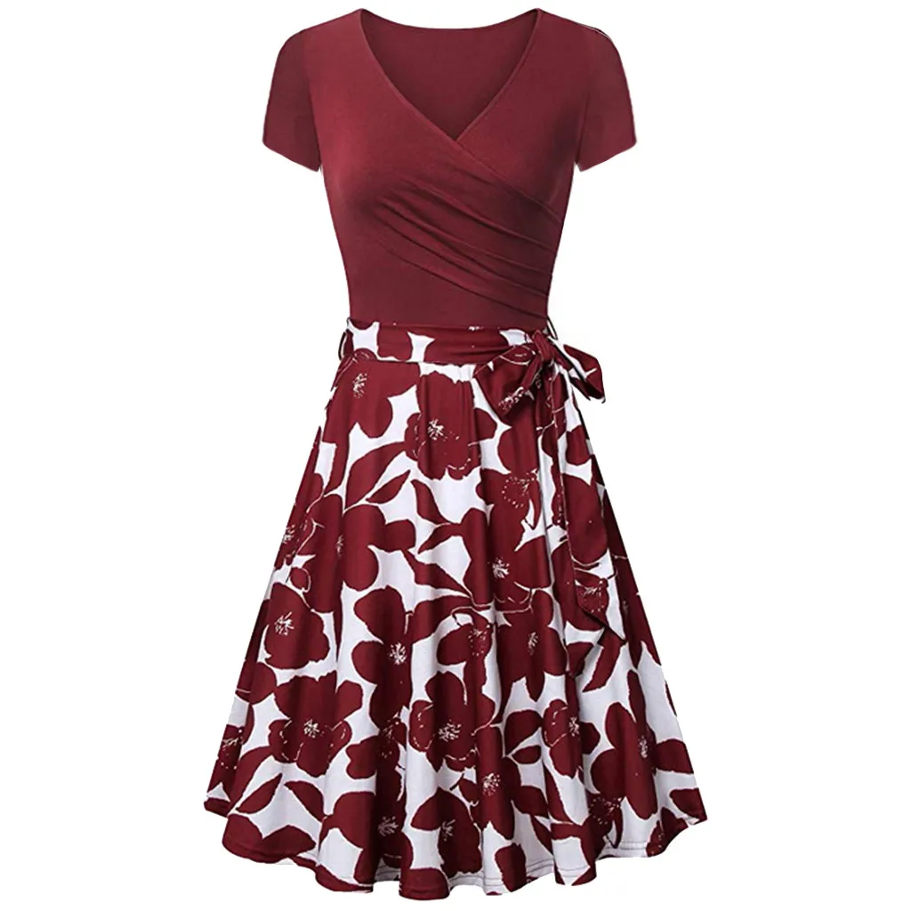 Women's Short Sleeve Cross V- Neck Dresses Vintage Elegant Flared A-Line Dress Beach Sundress Women Summer Dresses
Women's Short Sleeve Cross V- Neck Dresses Vintage Elegant Flared A-Line Dress Beach Sundress Women Summer Dresses