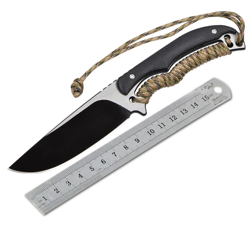 Survival Fixed Blade Knife D2 Blade Rope strapped handle Camping Hunting Knife Tactical Utility Multitool knife leather sheath
Survival Fixed Blade Knife D2 Blade Rope strapped handle Camping Hunting Knife Tactical Utility Multitool knife leather sheath